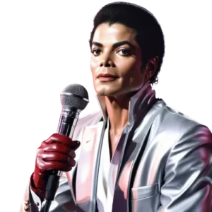 AI Voice Michael Jackson holding a mic