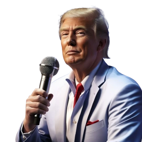 AI Voice Donald Trump holding a mic