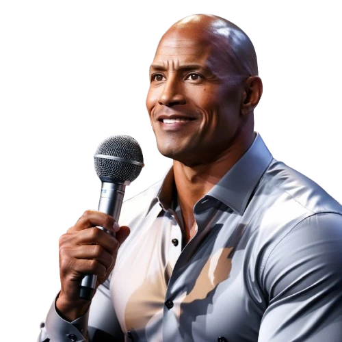 AI voice dwayne johnson the rock holding a mic