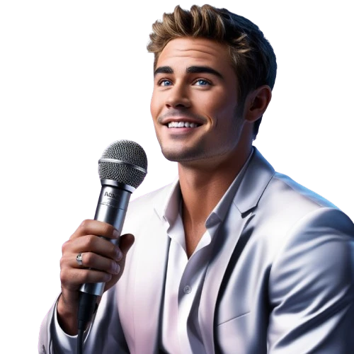 Ai voice Zac Efron holding a mic