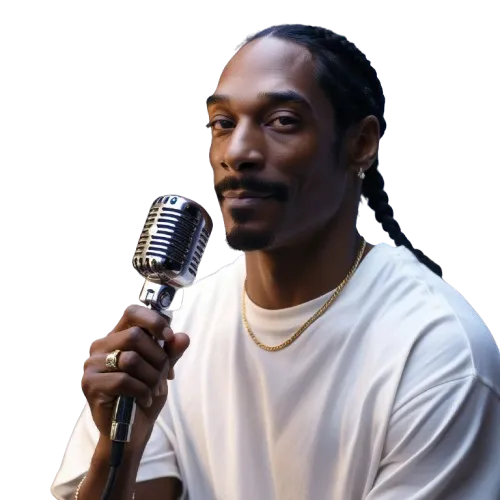 Snoop Doog AI Voice holding a mic