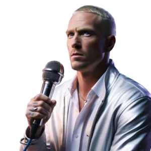 Ai voice Eminem holding a mic