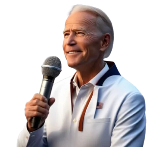 AI voice Joe Biden holding a mic