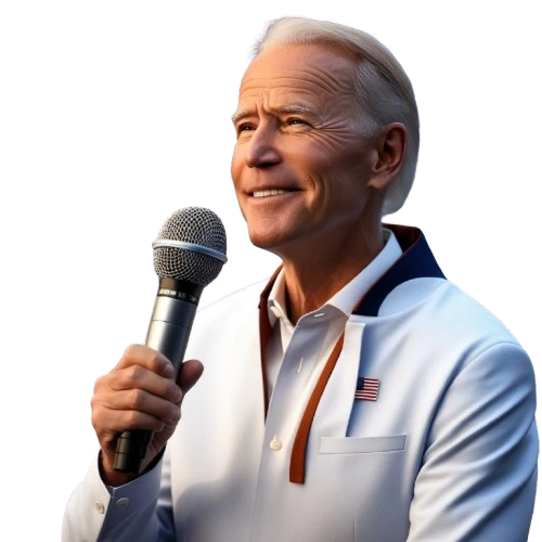 AI voice Joe Biden holding a mic