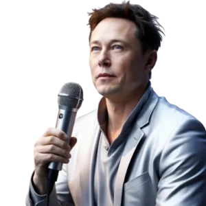 Elon musk AI Voice holding a mic